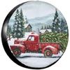 Vintage Red Truck Christmas Tree Spare Tire Cover Waterproof Universal Fit for RV SUV Camper Trailer
