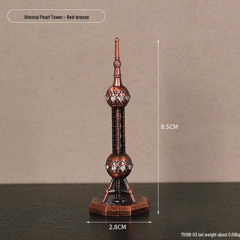 Envy Porcelain Oriental Pearl Tower Model: Shanghai Architectural Souvenir Figurine for Desktop Decoration.