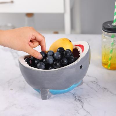 Bowl Cute Shark Attack Bowl Single Large Creative Personality Household Ceramic Bowl Cartoon Fruit Food Snack Storage Box