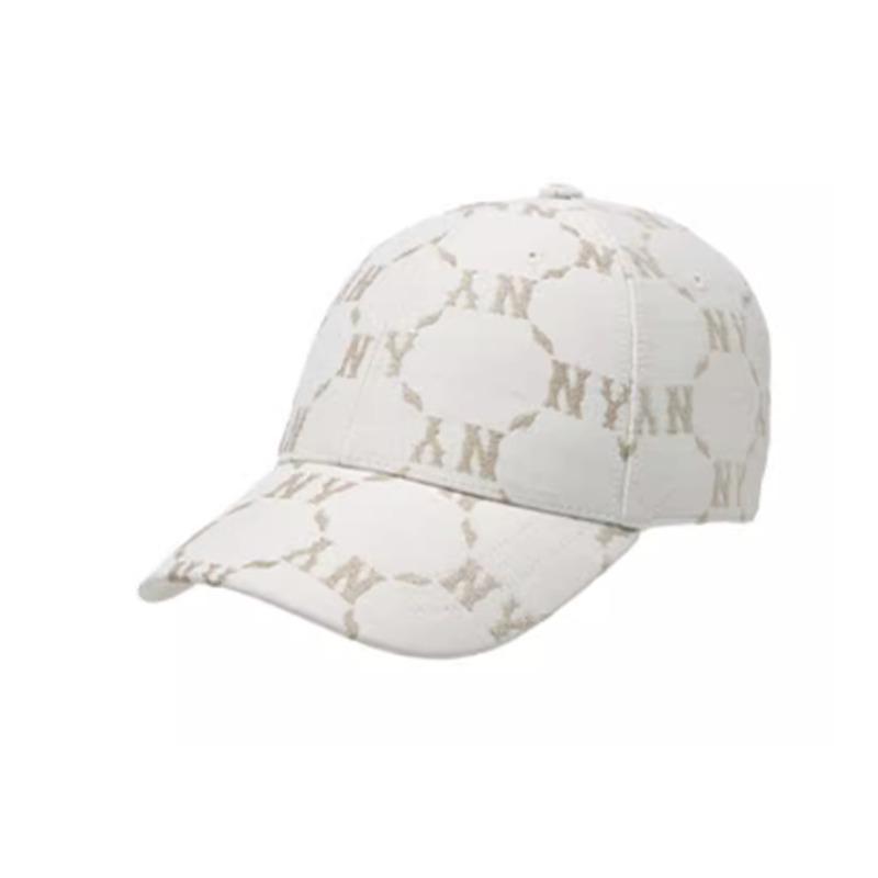 MLB Printed Pattern Cotton Polyester Fiber Peaked Cap Unisex Couple Style White 3ACPM044N-50CRD weiß