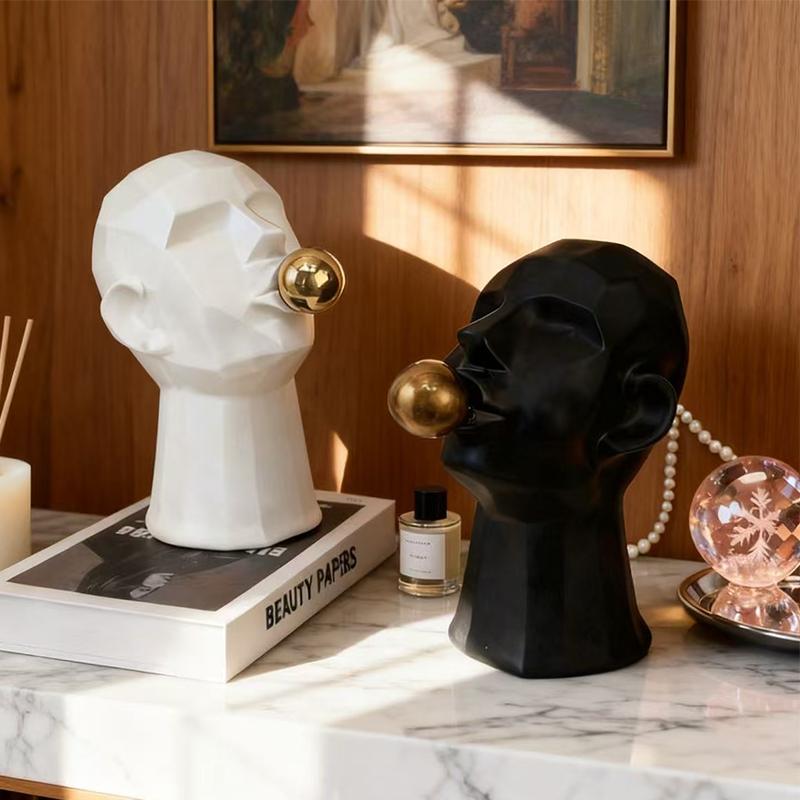 Creative Bubble Blowing Portrait Ornaments Resin Statue Crafts Home Decoration Living Room Bedroom Desktop Ornaments Gifts