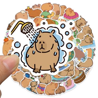 50 PIEZAS Pegatinas de Capibara Lindo Dibujo Animado Animal Pegatina Impermeable Vinilo Calcomanía para Botella de Agua Portátil Guitarra Coche Equipaje Monopatín