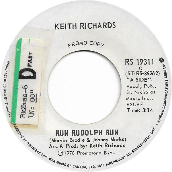 

7inch Record KEITH RICHARDS - Run Rudolph Run RS19311PROMO Rolling Stones 1978 Canada Rock Used