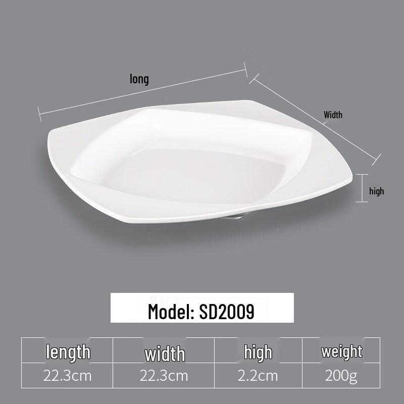 White Melamine Three-Compartment Dumpling Plate