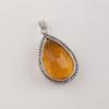 Natural Citrine Gemstone Silver Pendant 1.8" , 925 Sterling Silver Jewelry, Handmade Women's Pendant For Gift PP-65-10