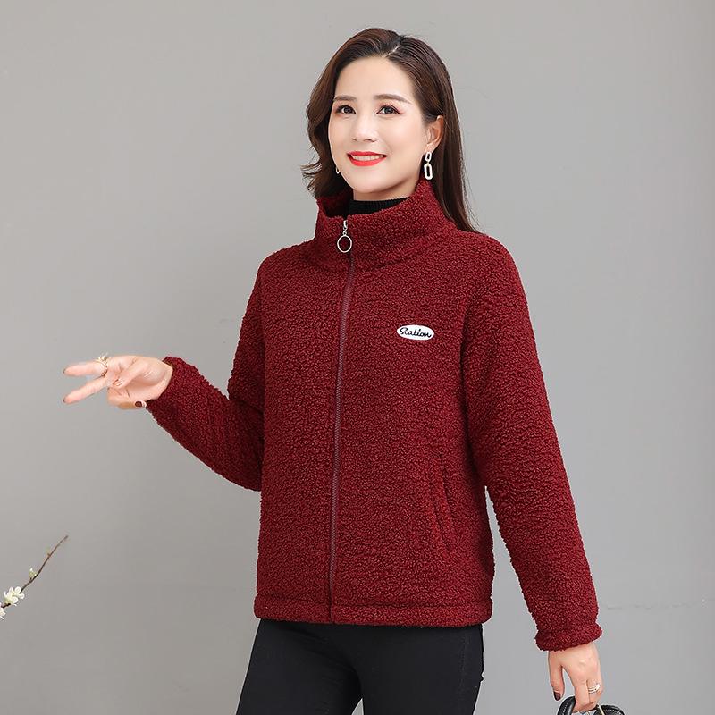Kuschelige Lammfelljacke: Plüschige, verdickte Winterbekleidung für Frauen mittleren und höheren Alters