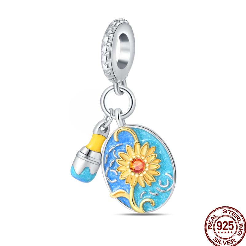 Frühlings-Charm Kupfer Vierblättriges Kleeblatt Schmetterling Libelle Anhänger Perlen Geeignet Für 3Mm Original Armband DIY