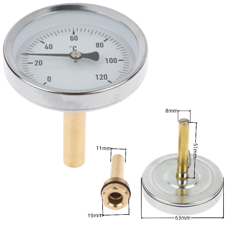 High Quality Bimetallic Thermometer 120C Water Temp Gauge Copper Sheath Suitable for Industrial Tank