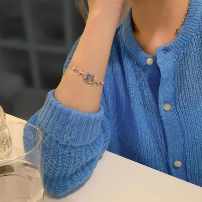 Women's Star Shaped Cubic Chain Bracelet Round Design