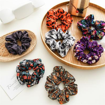 Halloween Skeleton Pumpkin Fabric Crossover Wide Headband Women's Printed Ghost Festival Gut Hair Bands