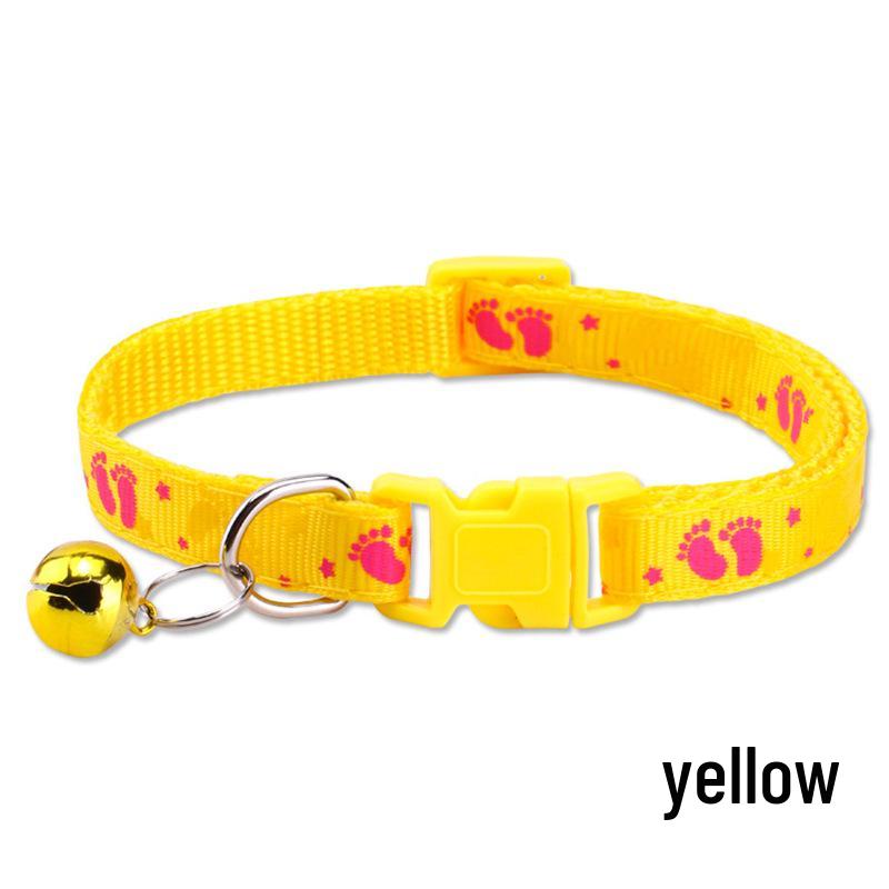 Multi-Color Adjustable Pet Collar with Bell for Cats and Dogs - New Fashion Paw Print Design