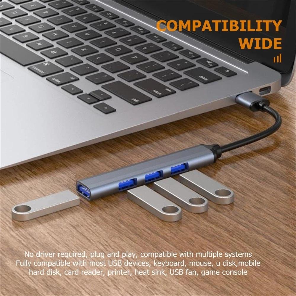 Aluminum Alloy Splitter Multi-function One Drag Four Hubs Hub Expander High-speed Computer Multi Interface Dock