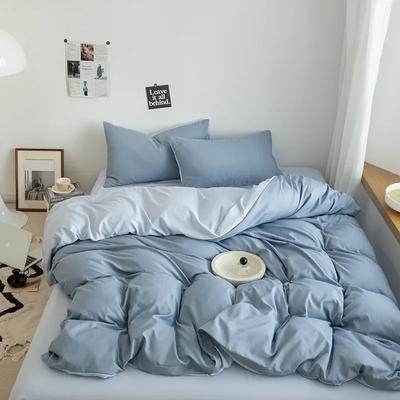 Parure de lit en coton lavé, ensemble de literie Simple, à la mode, pour garçons et filles, housse de couette, taie d'oreiller, couvre-lit