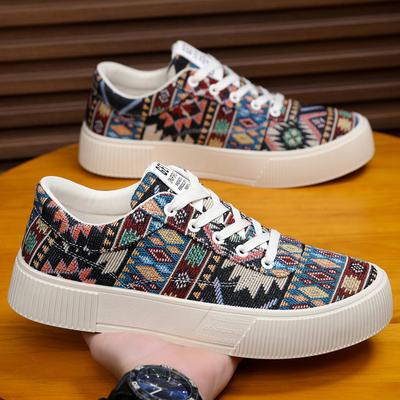 Man Casual Shoes Low Top National Retro Jacquard Weave Korean Version All-match Sneaker Outdoor Street Walking Large Size 39-48