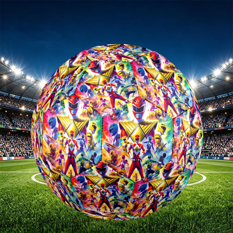 Mighty Morphin Power Rangers Print Size 5 Soccer Ball, PU Wear Resistant Football for Match Training and Daily Practice, Birthday Gift for Soccer Fans