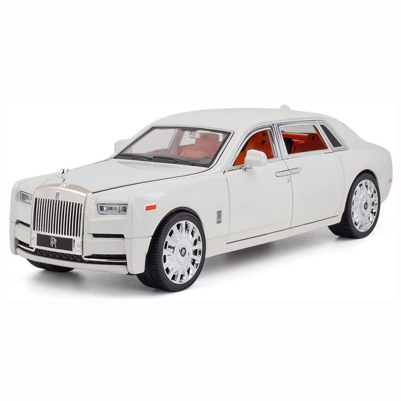 

Модель автомобиля-фантома в масштабе 1/20, игрушечный автомобиль из цинкового сплава с откидной спинкой, модель автомобиля для литья под давлением из металла со звуком и светом для детей, подарок для мальчиков и девочек 1/20-24.9x9x6cm белый