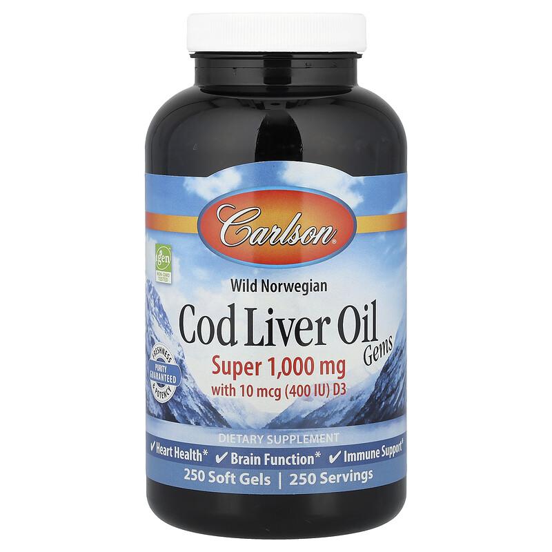 Wild Norwegian, Cod Liver Oil Gems, 250 Soft Gels