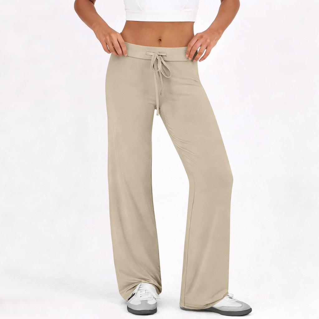 Damen Schlaghose Lässige Kordelzug Elastischer Bund Bequeme Schlaghose Yoga Lose Hose