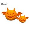Pumpkin Table Centerpiece 2Pcs 3D Printed Demon Figurine, Devil Statue with Bat Trick or Treat Party Prop Wings & Horns, Spooky Sculpture for