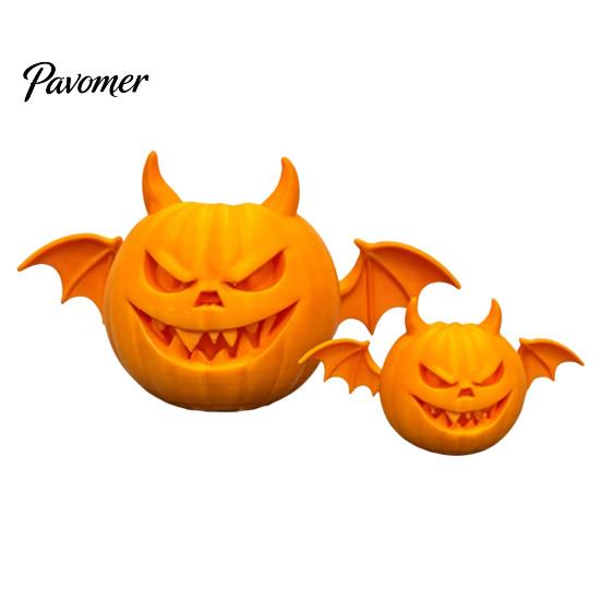 Pumpkin Table Centerpiece 2Pcs 3D Printed Demon Figurine, Devil Statue with Bat Trick or Treat Party Prop Wings & Horns, Spooky Sculpture for