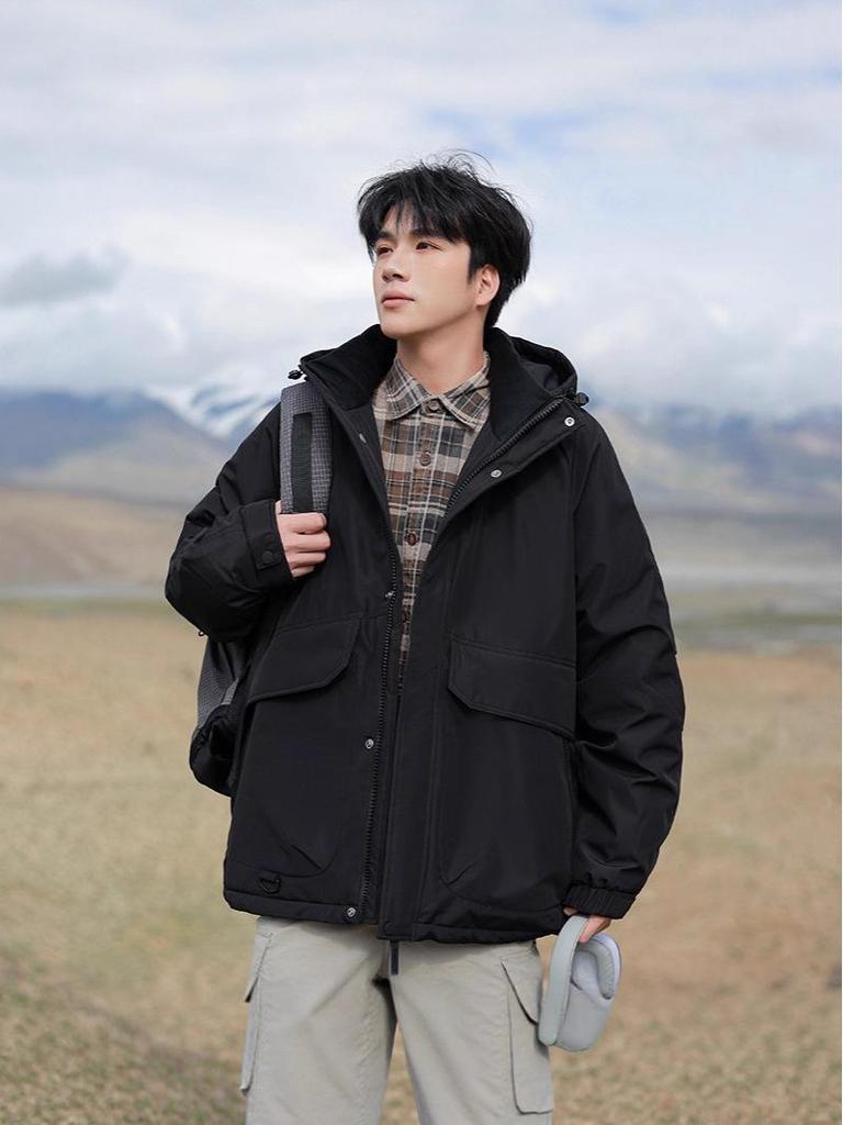Unisex Winter Down Jacket: Men's Hooded, Loose Fit, Trendy Fashion Outerwear, Casual Couple Style.