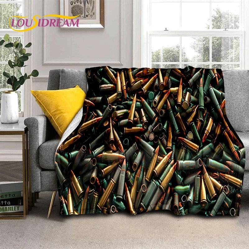 29 Style Retro Guns Pistol Ammunition Bullet Cartridge AK M4 Soft Flannel Blankets,Throw Blanket for Picnic Beds Sofa Bedroom