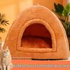 Velvet Triangle Foldable Cat Nest - Year-Round Cozy Enclosed Bed