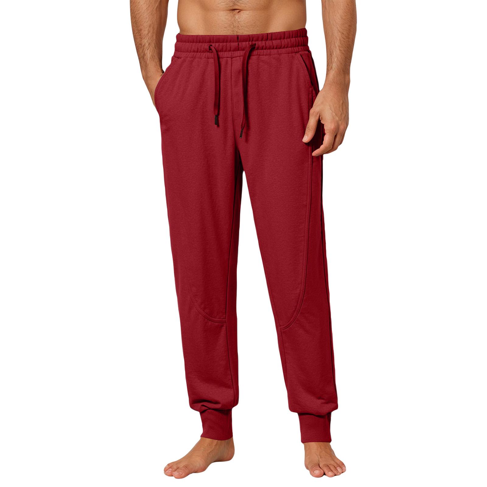 

Мужские однотонные спортивные штаны на кулиске, свободные хлопковые с манжетами на талии, повседневные брюки XXL винный