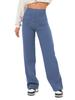 2024 Women's High-Waist Casual Straight Pants with Elastic Belt & Multiple Pockets