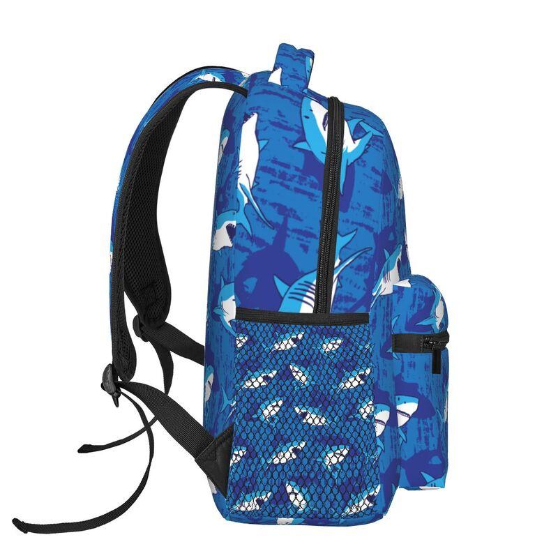 Cute Cartoon Sharks Travel Backpacks for Women Men Boys Girls Student Bookbag Durable Casual Daypack Lightweight Laptop Backpack