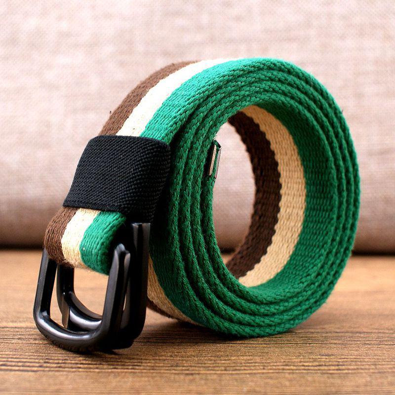 Men's Canvas & Leather Double Ring Stretch Belt