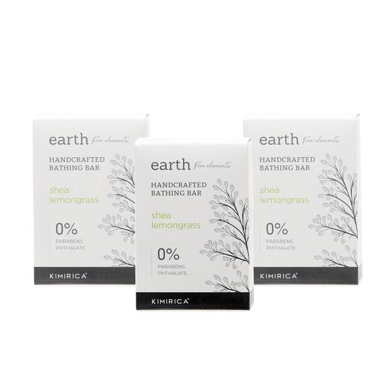 

Кусковое мыло для купания Kimirica Earth Shea Lemongrass, ручная работа, 100% веганское и без парабенов, упаковка из 3 шт. (3 х 100 г каждая)