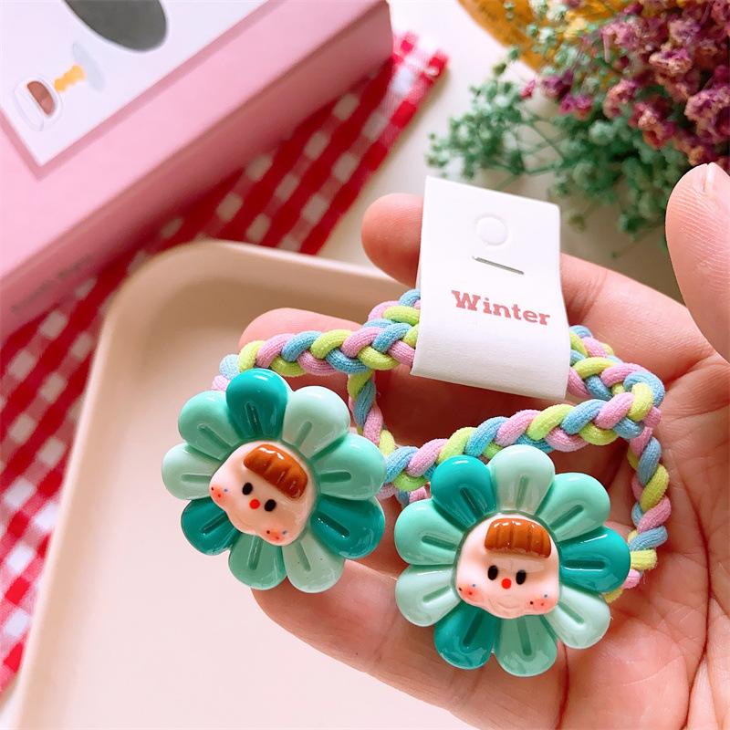 2PCS New Lovely Colorful Flowers Girls Elastic Hair Bands Kids Princess Hair Accessories Children Hair Ties Baby Headwear
