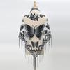 Luxury Flower Lace Hollow Scarf Butterfly Print Tassel Triangle Shawl Wraps Polyester Mesh Scarves Bridal