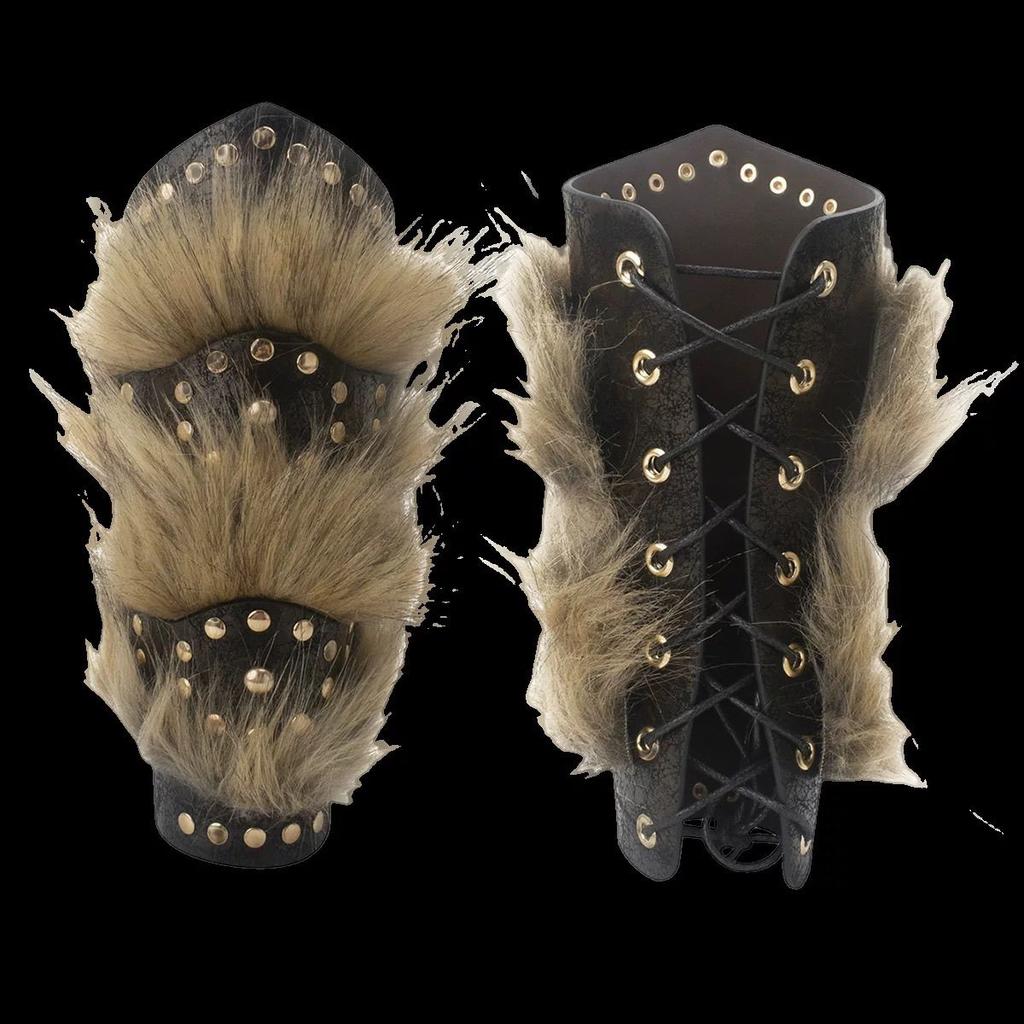 Medieval Plush Leather Splicing Bracers Men's Punk Bracers