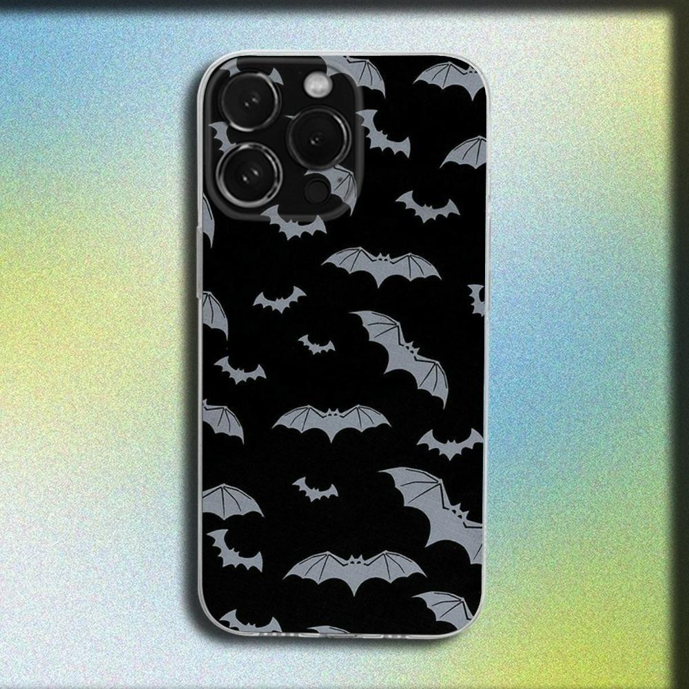 Goth Vampire Bat Gothic Phone Case For iPhone 16,15,14,13,12,11 Plus,Pro,Max,XR,XS,X,Plus,SE,Mini Transparent Soft Cover