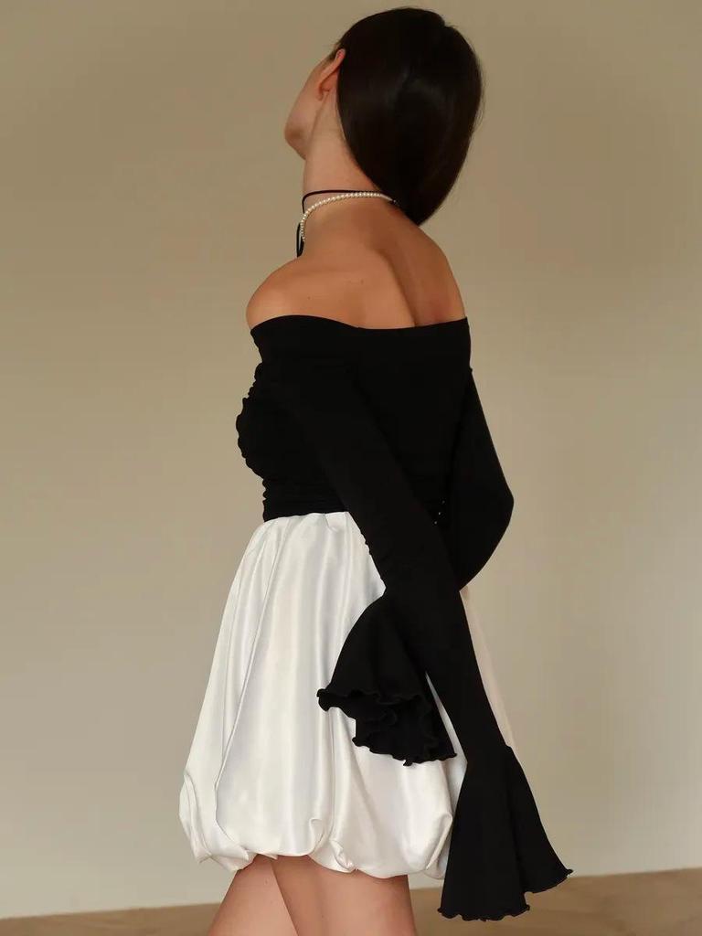 Wiosenno-letni damski top wyszczuplający z odkrytymi ramionami i falbanką – styl influencerki