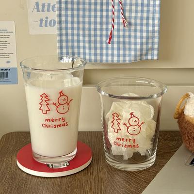 Nyår Jul Snögubbe Glasmugg Vinteratmosfär Vattenkopp Flickaktig Frukostmugg Hög Utseendenivå Mjölkmugg