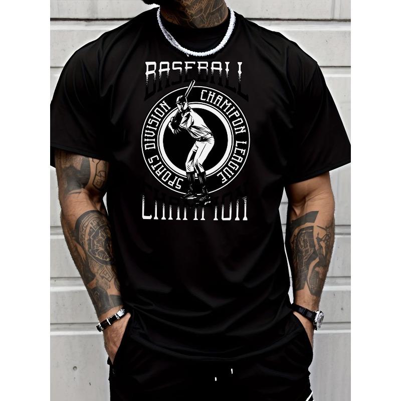 European Size Men'S Casual T-Shirt Baseball Player Graphic Short Sleeve Tee Men'S Fashion Street Style Adult Male Casual Wear