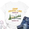 Summer New Womens Shortsleeved Tshirt Camp Crystal Lake Counselor Printed Loose Round Neck Casual Top with All Fashion Pullov