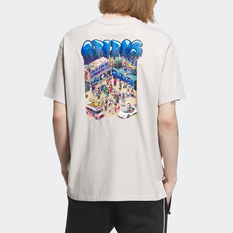 Adidas Originals Clover X Monkey Kingdom Co-Branded Gfx Tee With Cartoon Print Unisex Tops Mica-Pink IP1792
