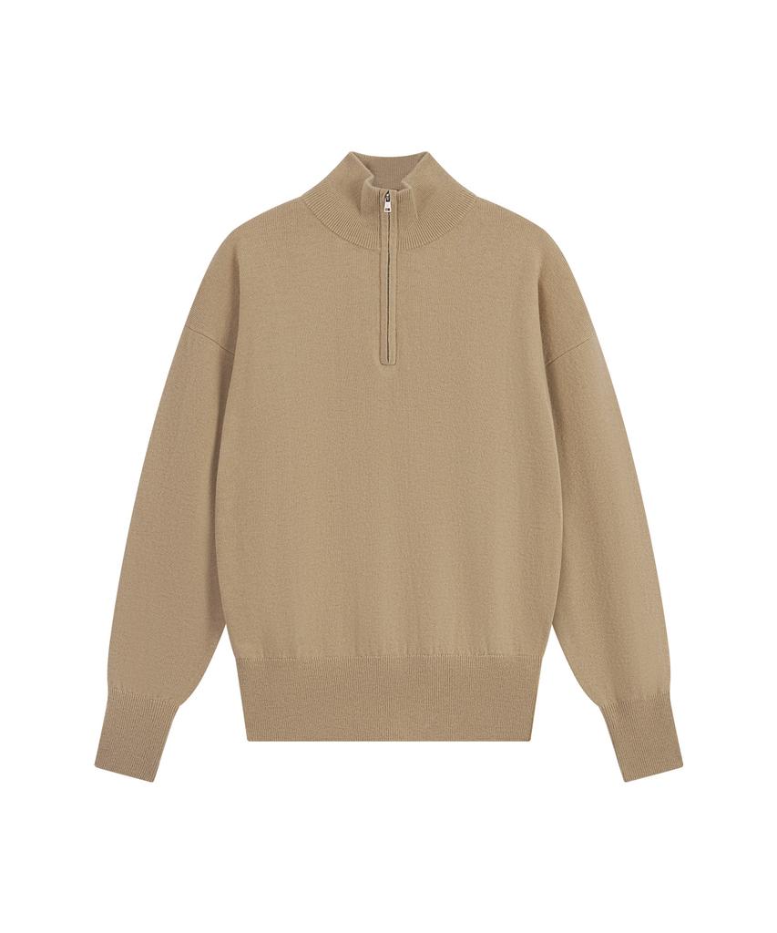 SIYAZU Sikn2200 Wool Blend High-Neck Zip-Up Knit_Beige