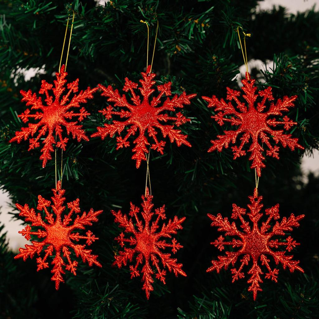 Haobei Gold-Plated Glitter Snowflake Ornaments - Colorful 3D Christmas Tree Decorations