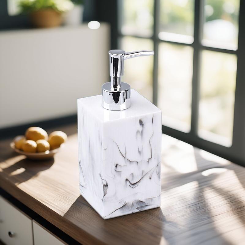 1 resin imitation marble soap dispenser, shower gel and hand sanitizer bottle, bathroom reusable soap bottle