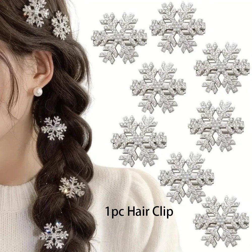 Sliver Hair Barrettes Pearl Hairpins Fashion Snowflake Hair Clip  Christmas Hair Accessories
