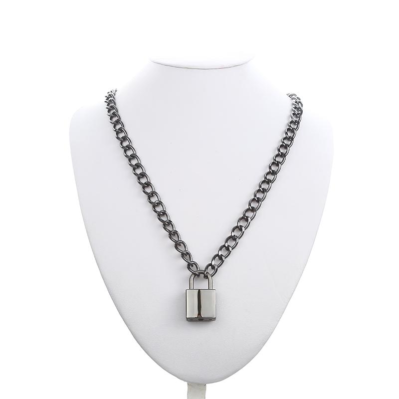 Punk Chain With Lock Necklace For Women Men Padlock Pendant Gothic Grunge Aesthetic Egirl Alternative Fashion Jewelry