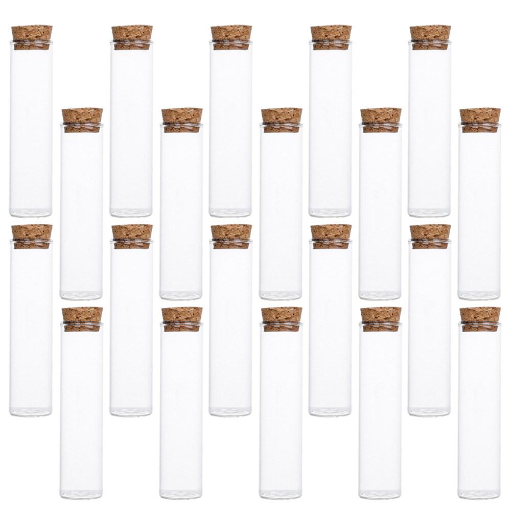 20Pcs Transparent Glass Bottle with Natural Cork Seal Lab Sample Display Bottle Photo Prop Gift Packaging Container Wishing Jar