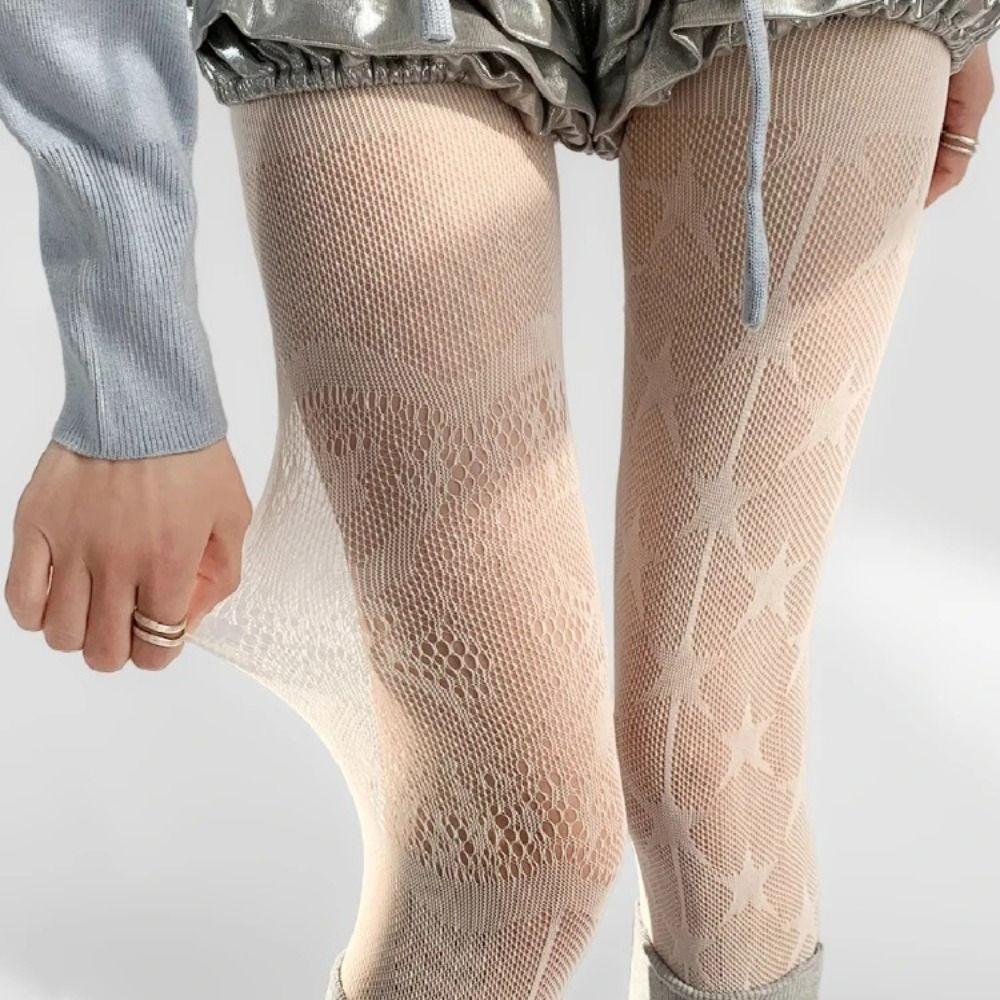 Mesh Design Net Socks Jacquard Small Flowe Hollowed Out Pantyhose  Summer Season