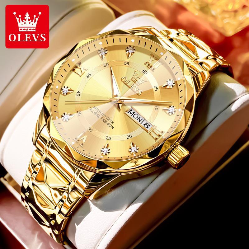 Oulishi 2025 Men's Luminous Waterproof Quartz Watch with Diamond-Shaped Mirror