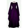 Damen Rundhals Langarm Maxikleid Schmal Geschnitten Hohe Taille Gotisches Mittelalter Kostümkleid